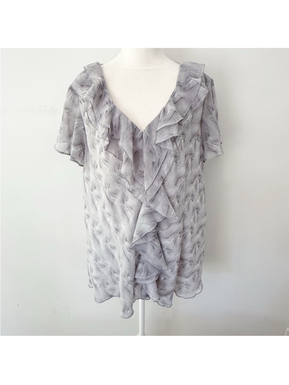 Cato Women Y2K Ruffle Sheer Flutter Sleeve Top Size 22/24W Office Casual Work